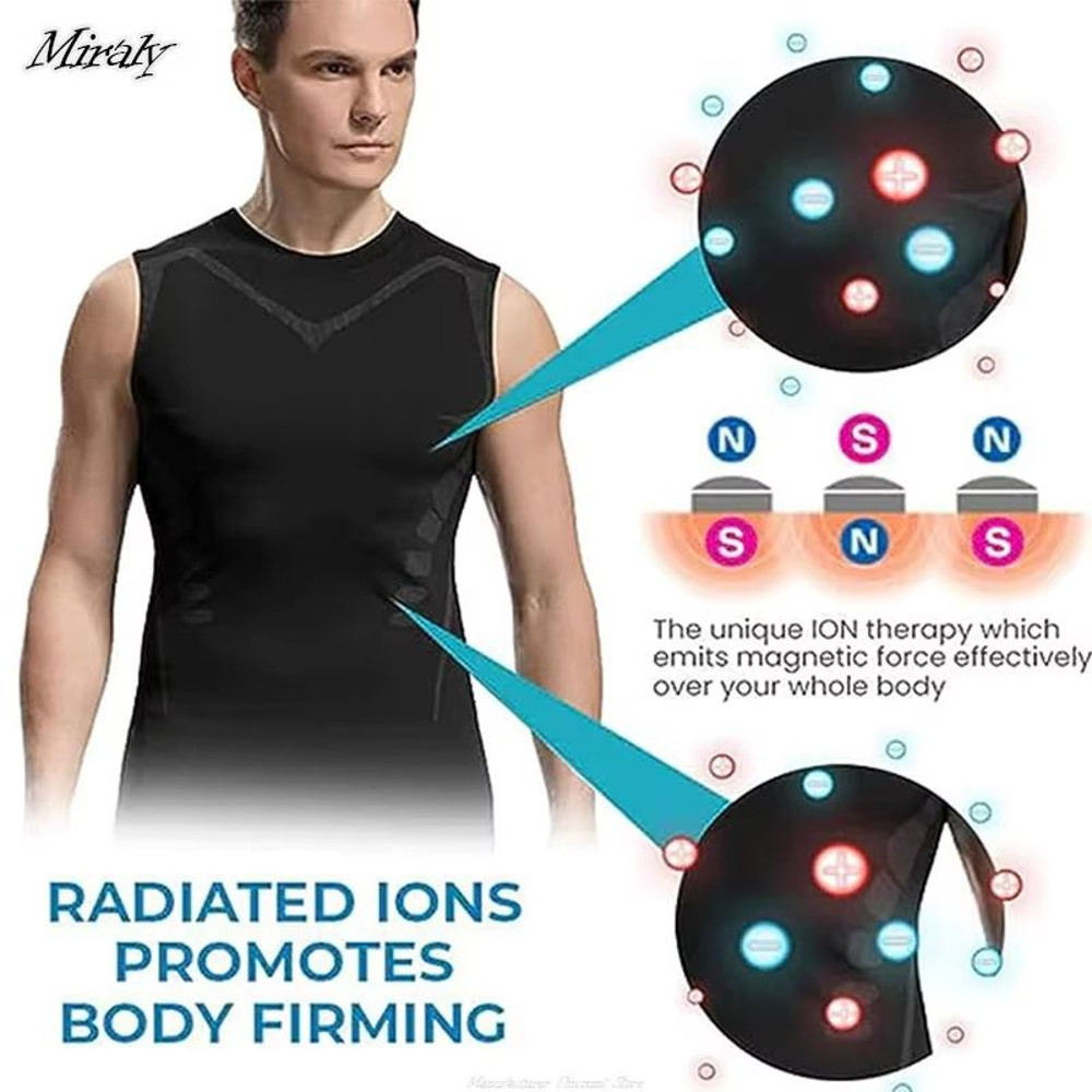 Mens Ionic Compression Vest  Sleeveless Ice Silk Body Shaper Tank 2