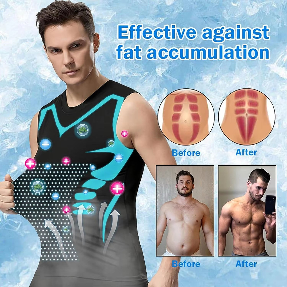 Mens Ionic Compression Vest  Sleeveless Ice Silk Body Shaper Tank 4