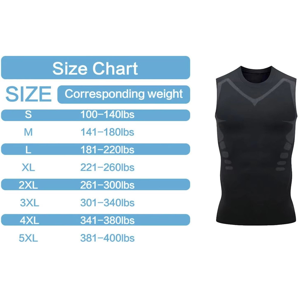 Mens Ionic Compression Vest  Sleeveless Ice Silk Body Shaper Tank 5