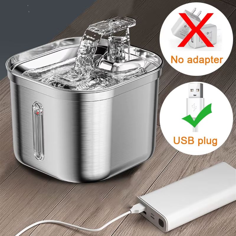 Stainless Steel Cat Fountain  Automatic Water Dispenser With Sensor And Filter For Cats UltraQuiet  4