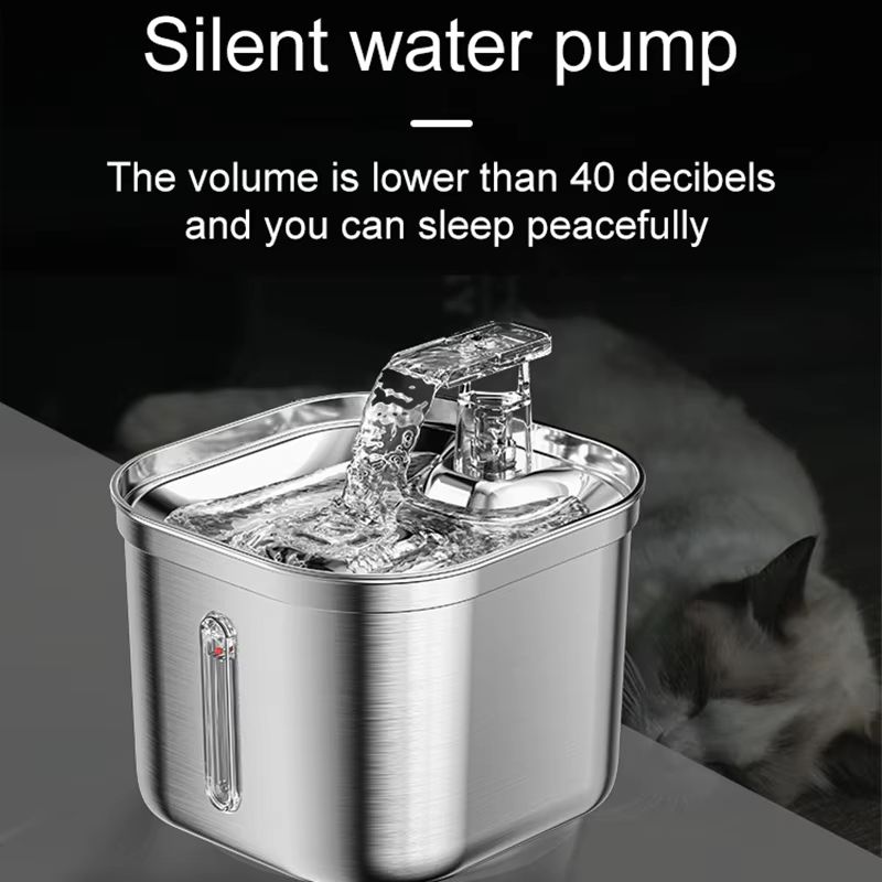 Stainless Steel Cat Fountain  Automatic Water Dispenser With Sensor And Filter For Cats UltraQuiet  5