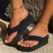 Womens Lightweight Wedge Flip Flops Comfortable Summer Platform Sandals For Beach Indoor Use 1