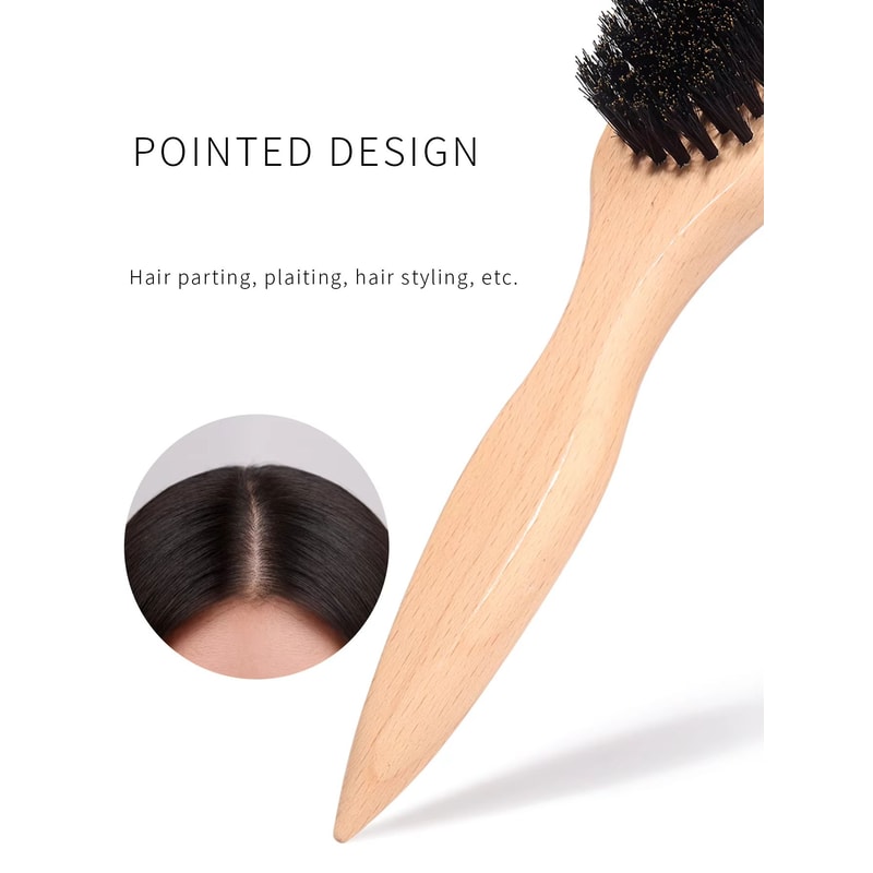 Boar Bristle Slick Back Hair Brush Sleek Ponytail Bun Styling Tool For Smoothing Baby Hairs Flyaw 5