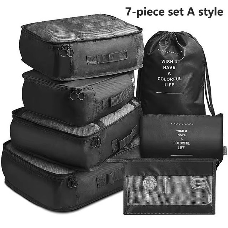 7 Piece Travel Packing Cubes Set Organizer And Compression Bags 7