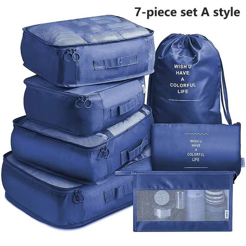 7 Piece Travel Packing Cubes Set Organizer And Compression Bags 12
