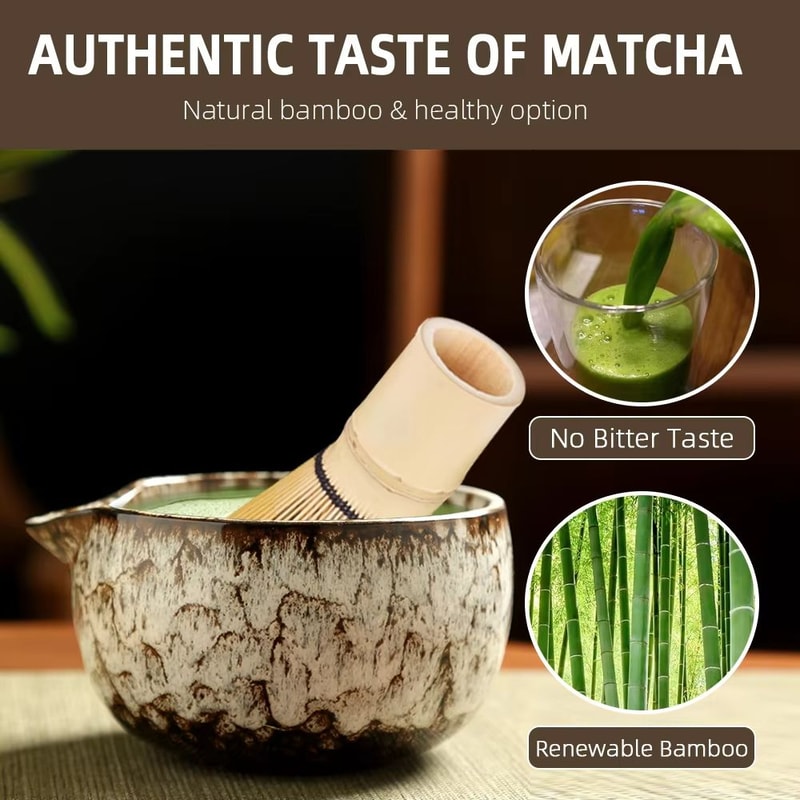 6 Piece Japanese Matcha Tea Set With Bamboo Whisk Bowl Accessories 1