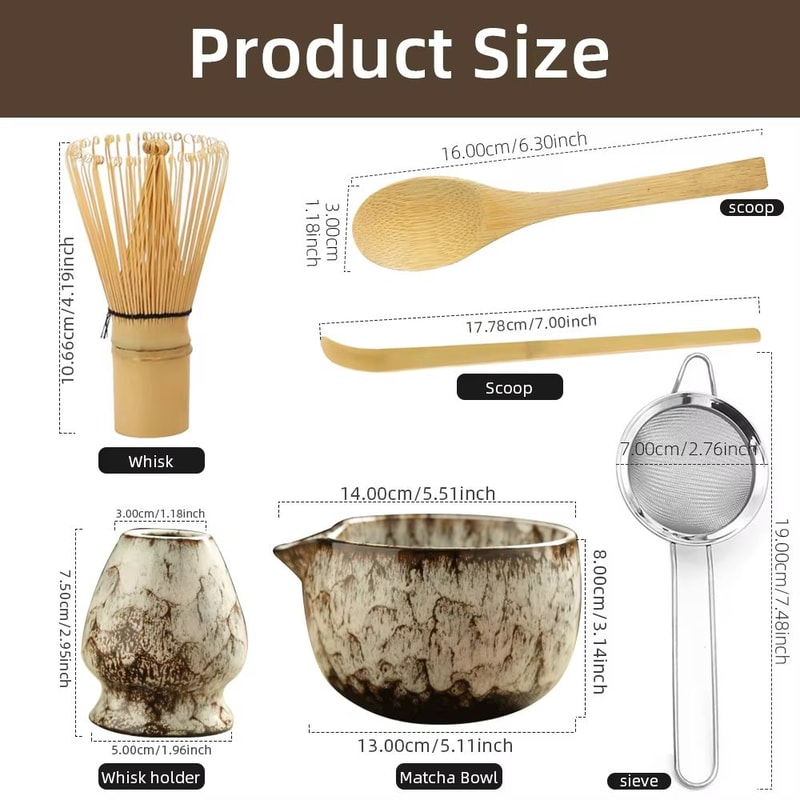 6 Piece Japanese Matcha Tea Set With Bamboo Whisk Bowl Accessories 5