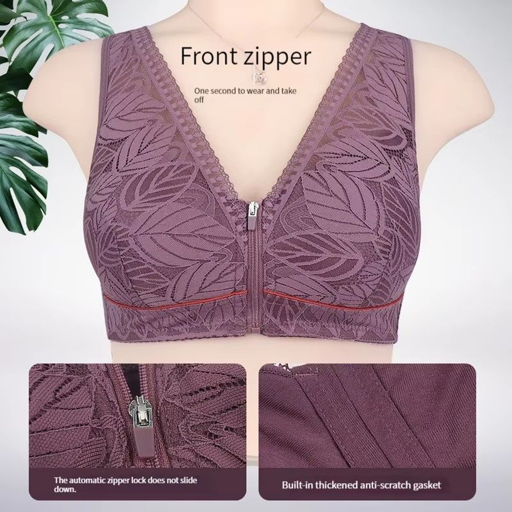 PlusSize Front Zip Sports Bra Cotton Support Tank 1