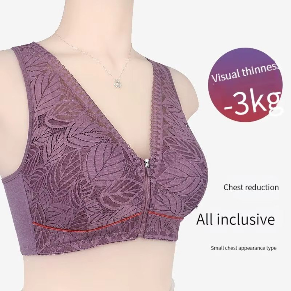 PlusSize Front Zip Sports Bra Cotton Support Tank 2