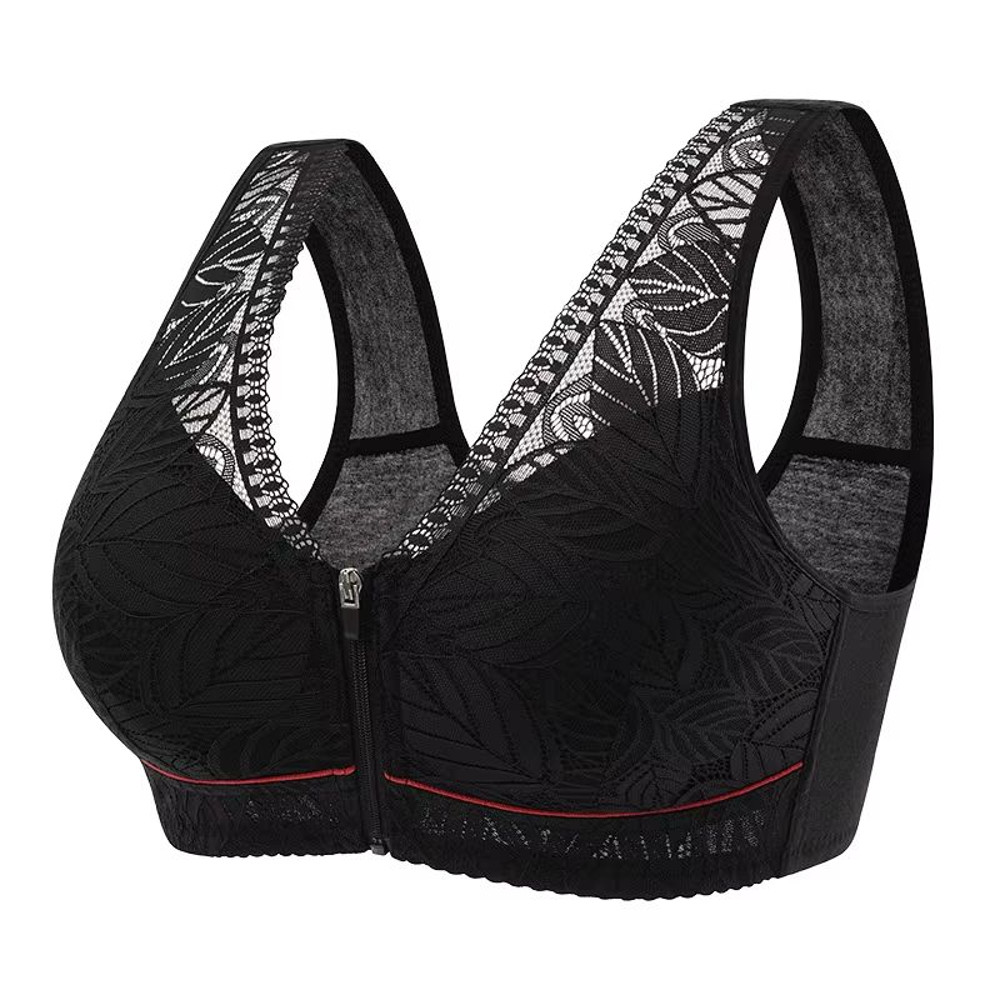 PlusSize Front Zip Sports Bra Cotton Support Tank 4
