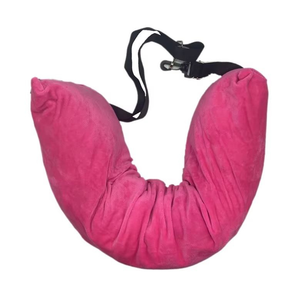 Portable Fillable Neck Pillow  Adjustable Flannel Travel Support 9