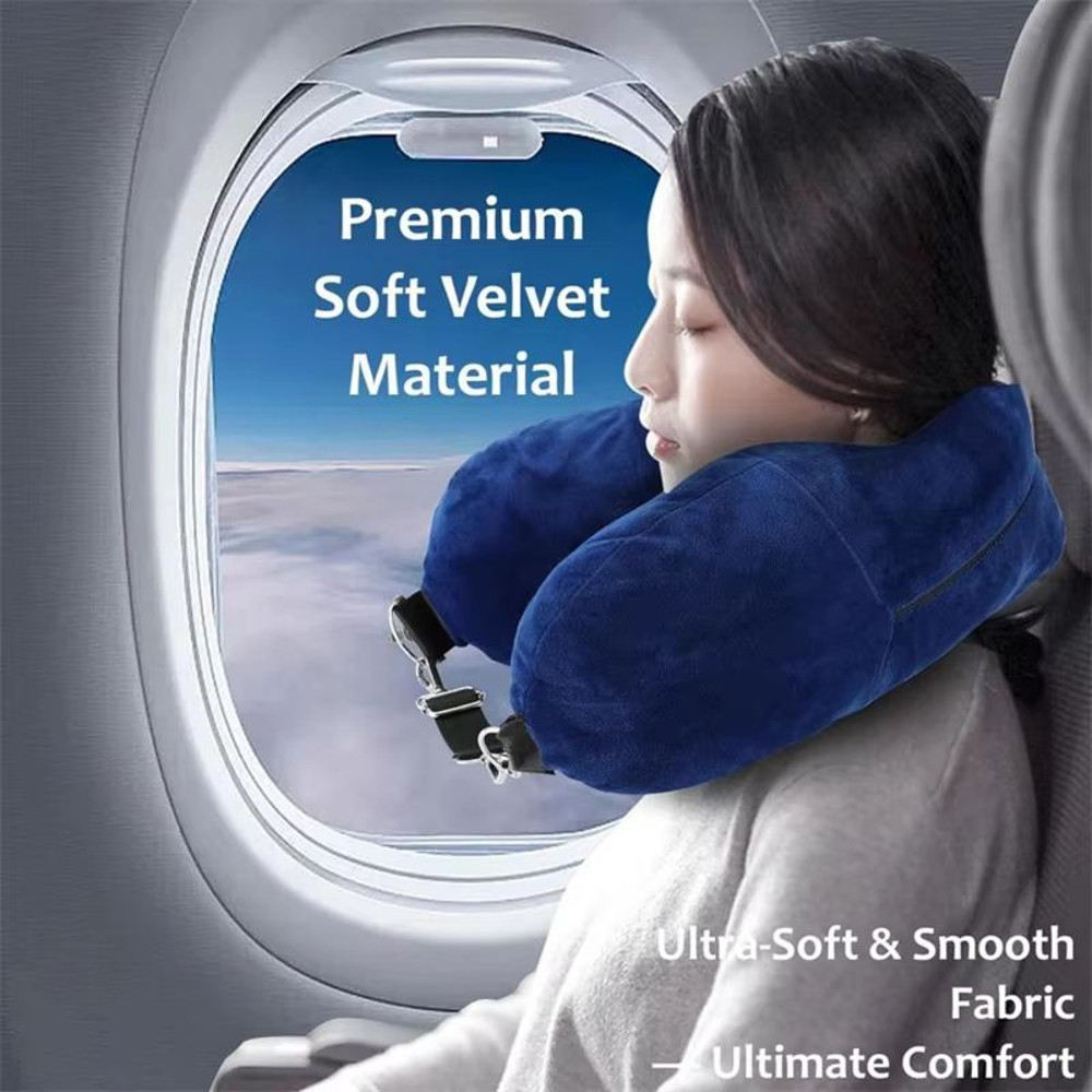 Portable Fillable Neck Pillow  Adjustable Flannel Travel Support 1