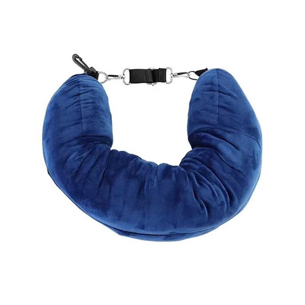 Portable Fillable Neck Pillow  Adjustable Flannel Travel Support 6