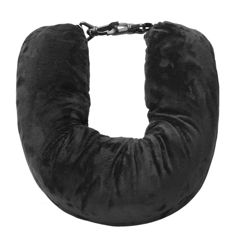 Portable Fillable Neck Pillow  Adjustable Flannel Travel Support 7