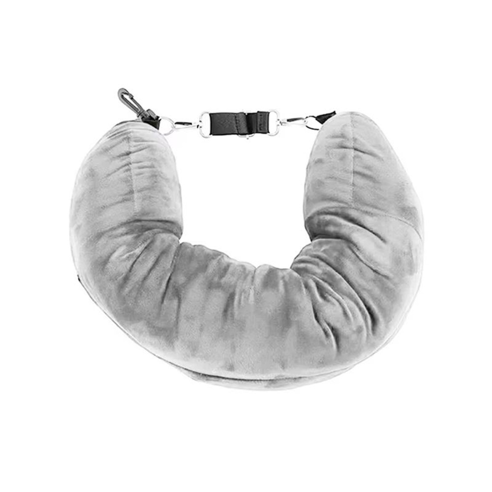 Portable Fillable Neck Pillow  Adjustable Flannel Travel Support 8