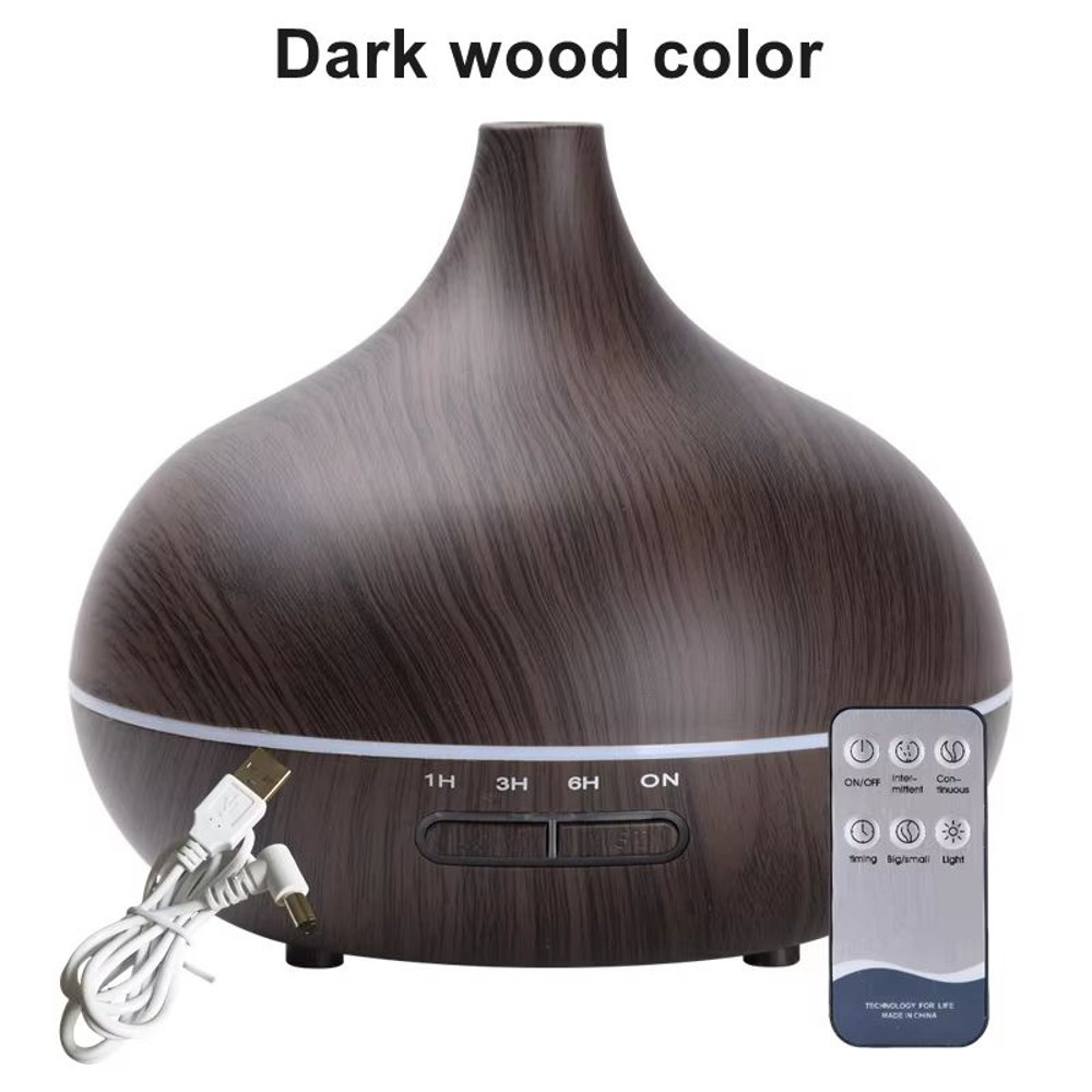 550ml Essential Oil Diffuser  Wood Grain USB Aroma Humidifier With Remote  7Color LED Lights 7