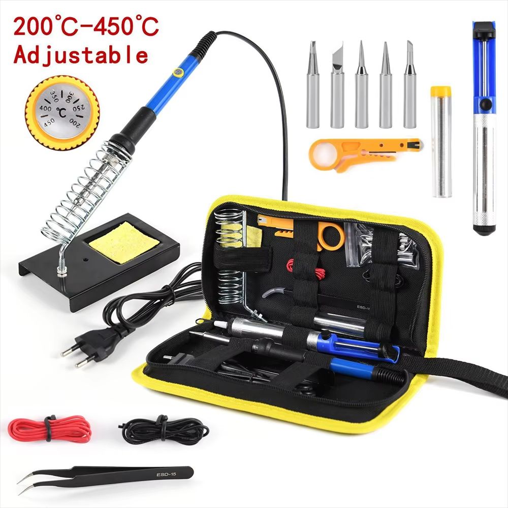 15in1 Soldering Iron Kit  Adjustable Temperature 60W EU Plug With Complete Repair Tools 1