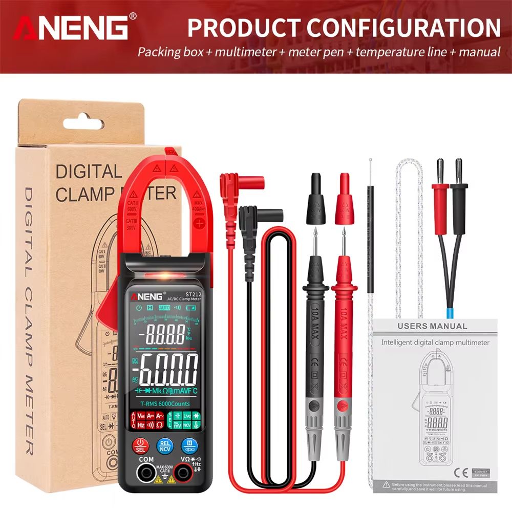 ANENG ST212 Color Screen Clamp Meter  AC DC Digital Multimeter With NCV And Temperature 6