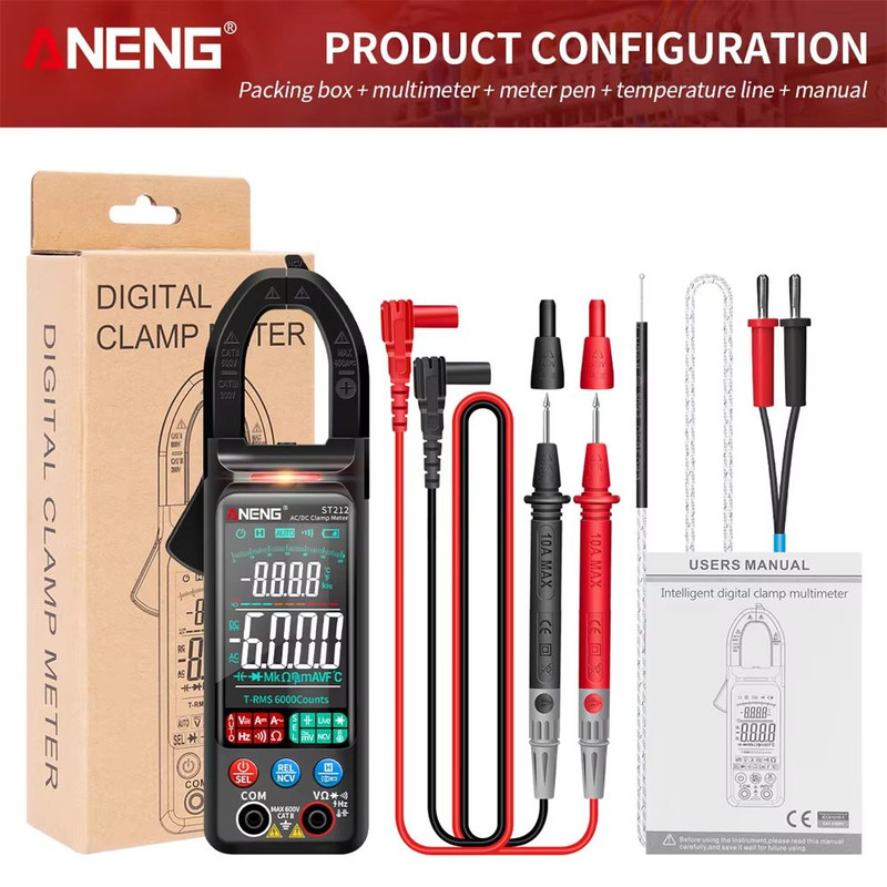 ANENG ST212 Color Screen Clamp Meter  AC DC Digital Multimeter With NCV And Temperature 7