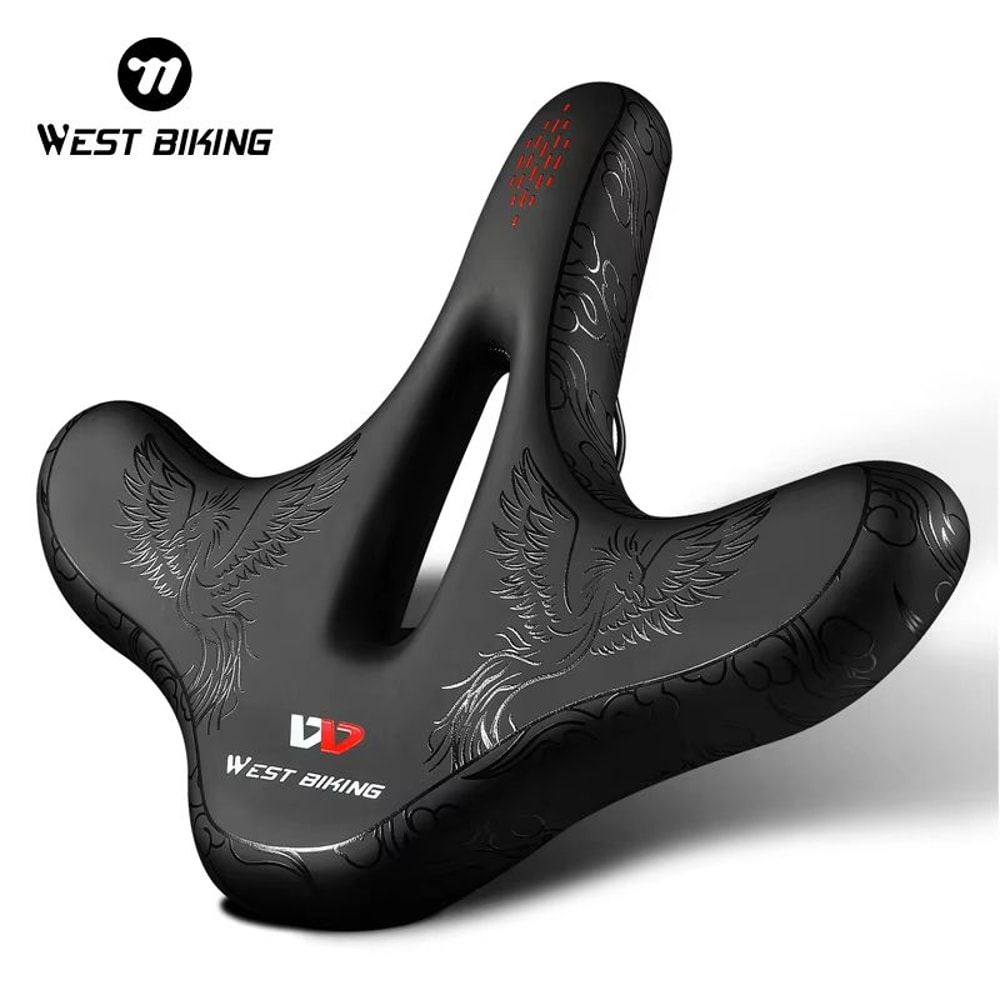 WEST BIKING Wide Comfort Bike Saddle ShockAbsorbing Seat Cushion For Long Rides Mountain Trails 0