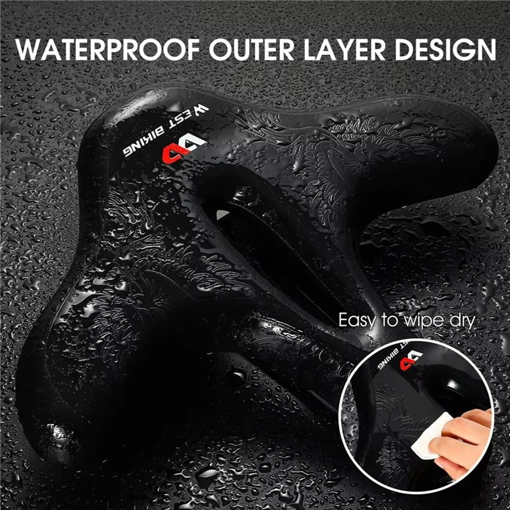 WEST BIKING Wide Comfort Bike Saddle ShockAbsorbing Seat Cushion For Long Rides Mountain Trails 1