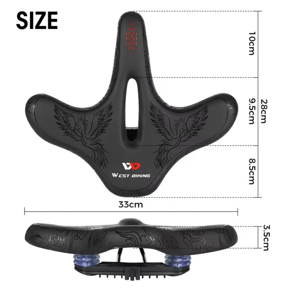 WEST BIKING Wide Comfort Bike Saddle ShockAbsorbing Seat Cushion For Long Rides Mountain Trails 5
