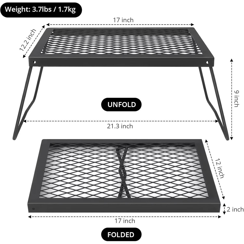 HeavyDuty Folding Campfire Grill  Portable Steel Mesh Grate For Open Fire Cooking 4