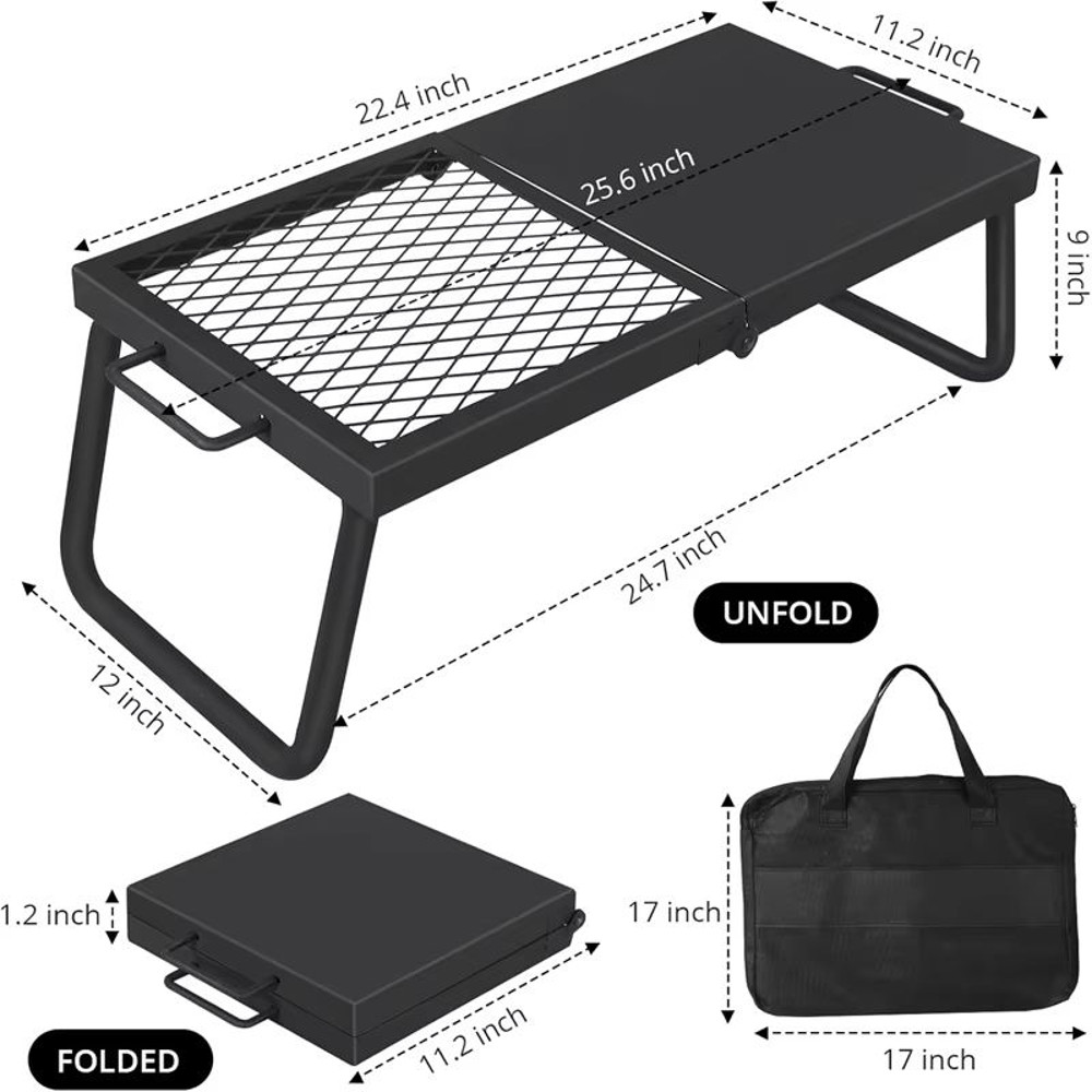 HeavyDuty Folding Campfire Grill  Portable Steel Mesh Grate For Open Fire Cooking 5