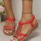 Womens Wedge Platform Sandals Summer Bohemian Rhinestone Peep Toe Shoes 14