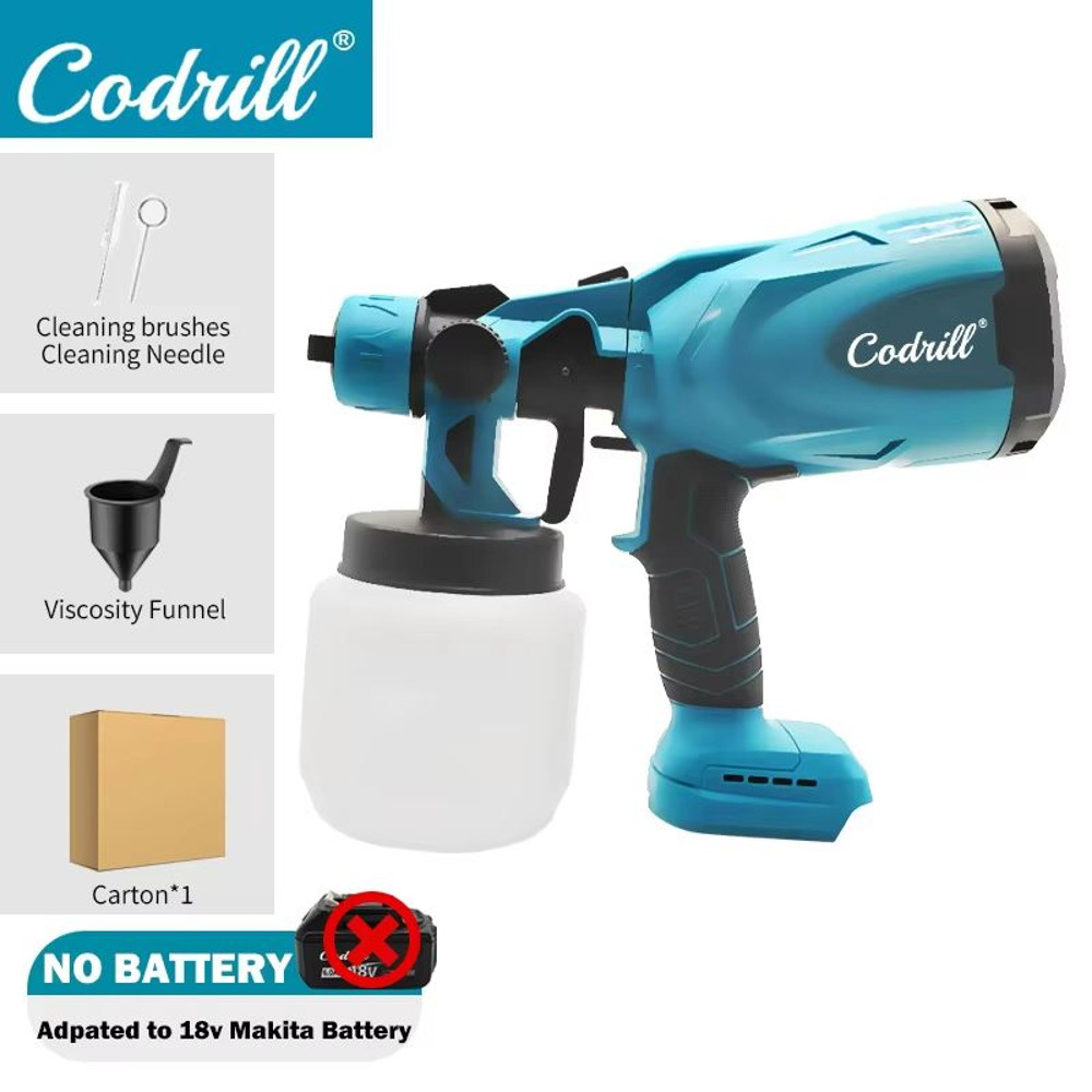 PowerFlow 1000ML Cordless Electric Paint Sprayer For Makita Battery 6