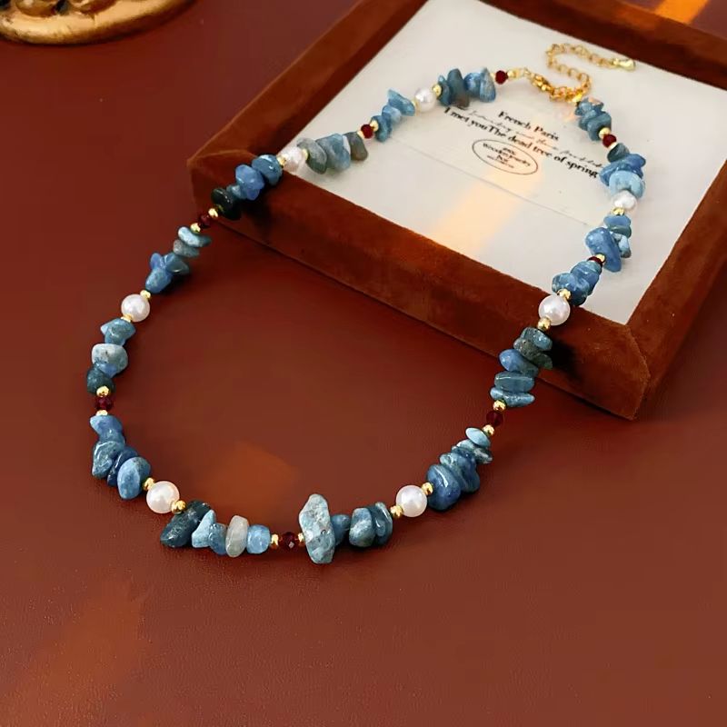 AzureLuxe Aquamarine Pearl Jewelry Set Necklace Bracelet Duo 7