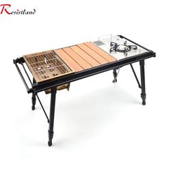 trailflex igt folding camp table with removable gas stove slot