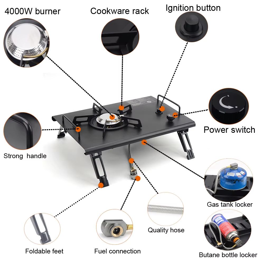 TrailFlex IGT Folding Camp Table With Removable Gas Stove Slot 4