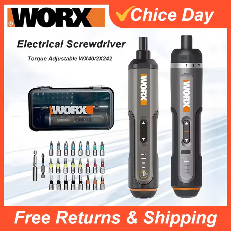 Worx WX242 Smart Cordless Electric Screwdriver Kit  30Bit USB Rechargeable Set 0