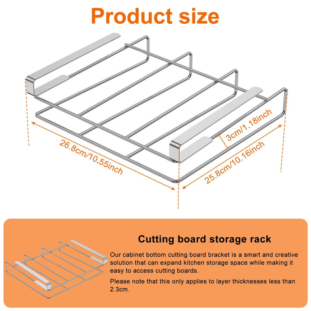 Stainless Steel Under Cabinet Cutting Board  Pot Lid Organizer Rack 5