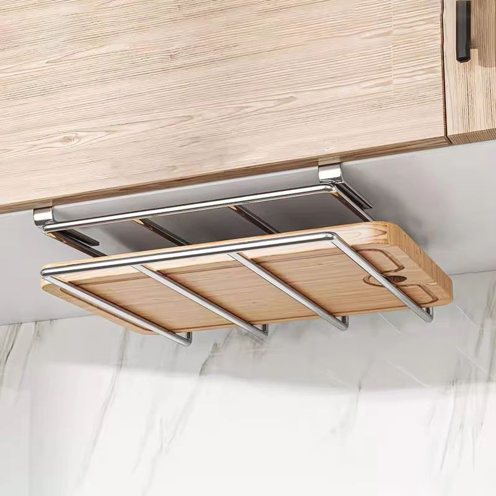 Stainless Steel Under Cabinet Cutting Board  Pot Lid Organizer Rack 6