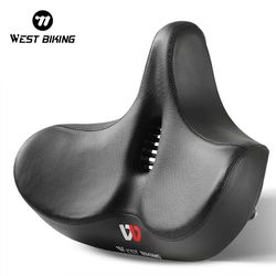 west biking ergonomic wide padded bike saddle for mountain and e-bikes