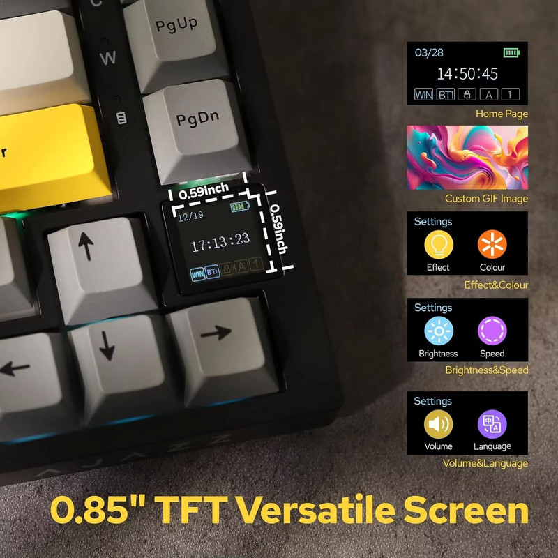 Ajazz AK820Pro Wireless Mechanical Gaming Keyboard  HotSwappable GasketMounted With Customizable Kn 1