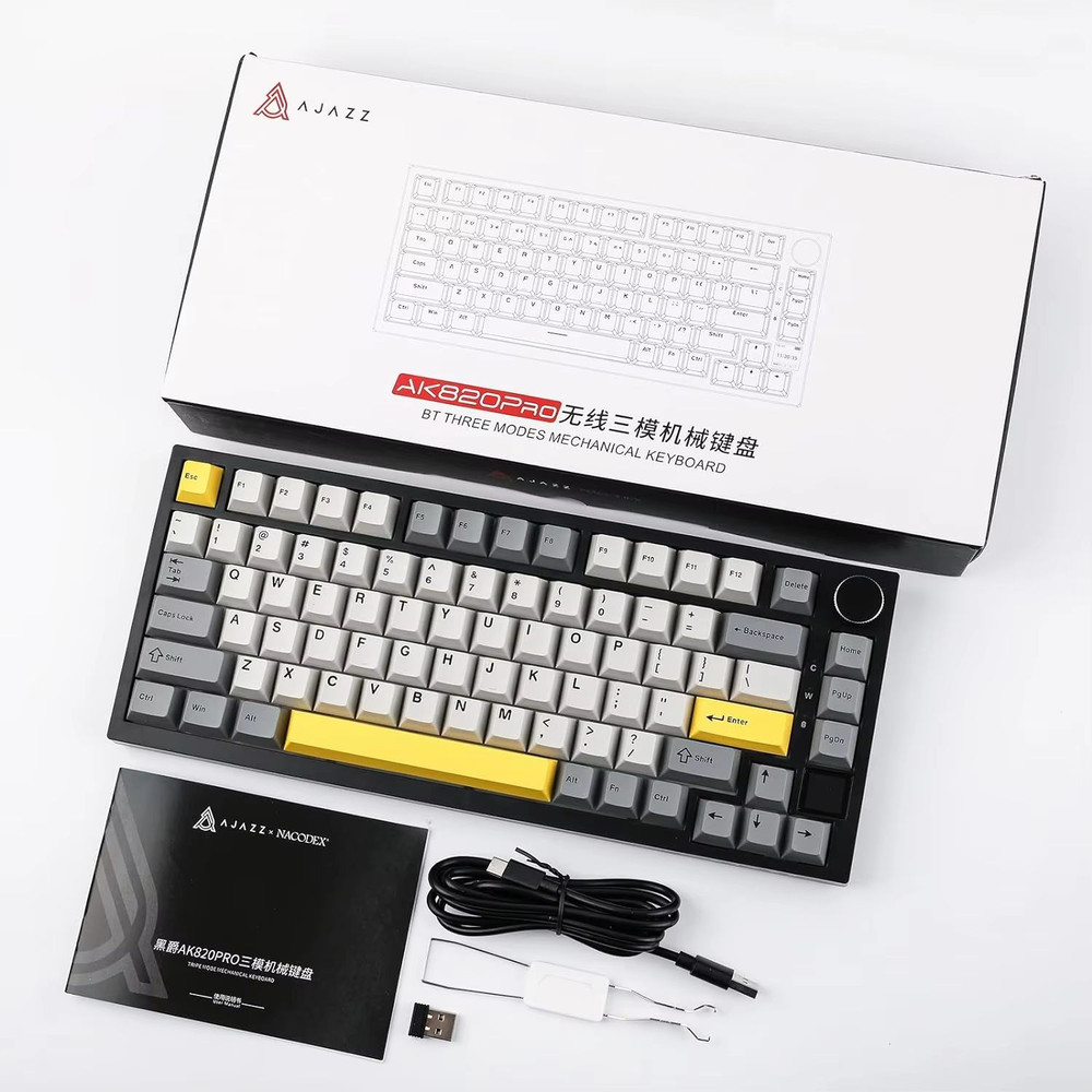 Ajazz AK820Pro Wireless Mechanical Gaming Keyboard  HotSwappable GasketMounted With Customizable Kn 5