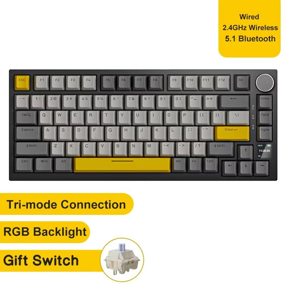 Ajazz AK820Pro Wireless Mechanical Gaming Keyboard  HotSwappable GasketMounted With Customizable Kn 11