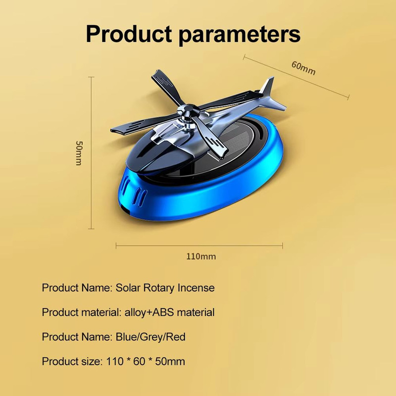 Solar Helicopter Aromatherapy Dashboard Diffuser  Solar Car Air Freshener 5