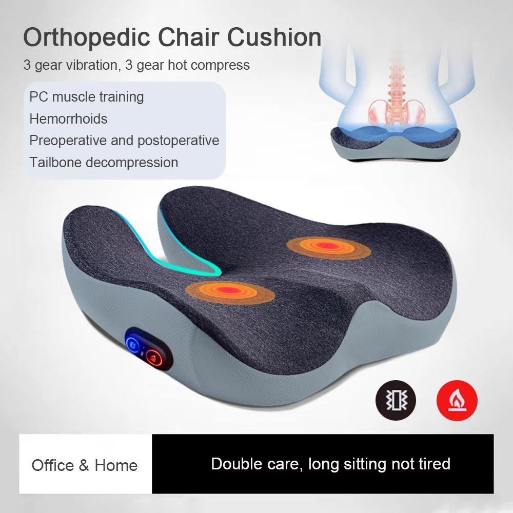 Orthopedic Hot Vibe Massage Cushion Vibration Massage And Hot Compress For Back And Waist Support 2