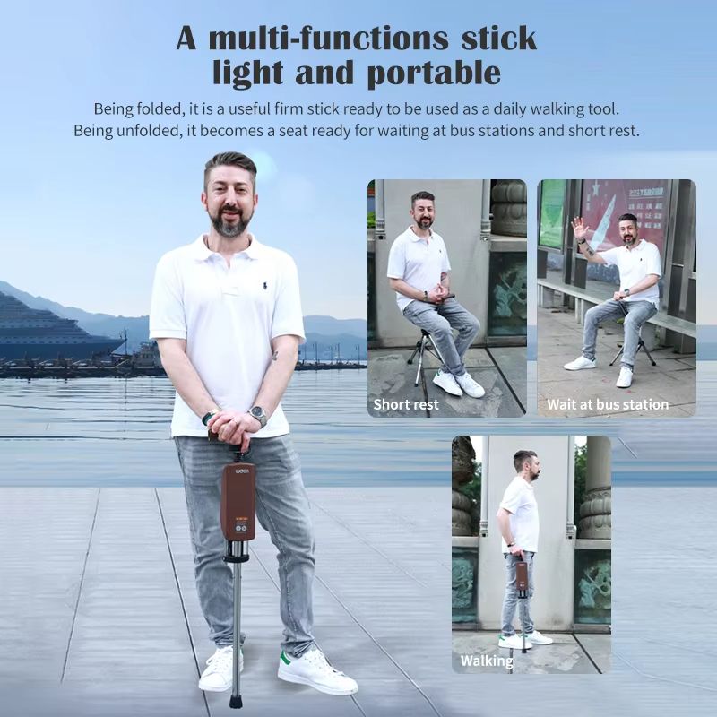 Wojan Folding Walking Cane With Seat  Lightweight Trekking Pole  Portable Hiking Chair Combo 1