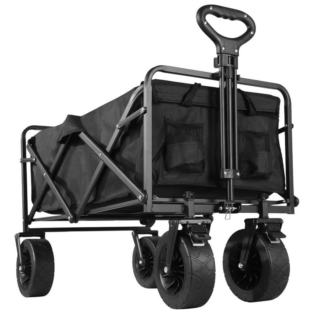 Collapsible Folding Utility Wagon Cart Heavy Duty Outdoor Beach Trolley With Large Capacity 0