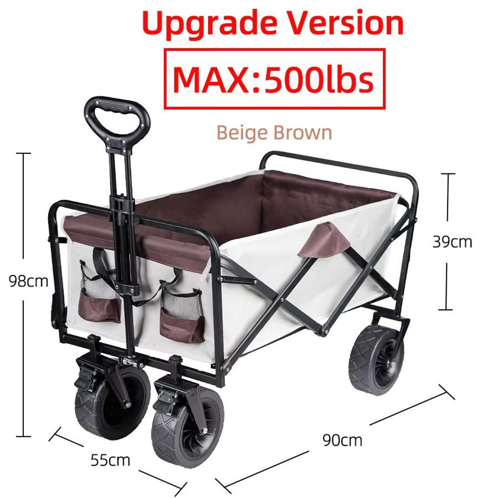 Collapsible Folding Utility Wagon Cart Heavy Duty Outdoor Beach Trolley With Large Capacity 10