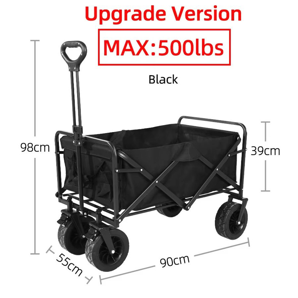 Collapsible Folding Utility Wagon Cart Heavy Duty Outdoor Beach Trolley With Large Capacity 7