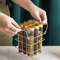 Glass Jar Storage Basket Set  9Piece Spice Organizer With Lids And Gold Metal Rack For Tea Coffee C 0
