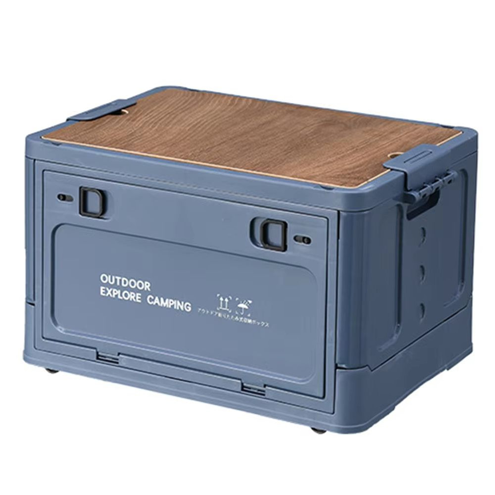 30L Collapsible Storage Bin With Wooden Lid  Portable Large Capacity Side Opening Box For Home And  6