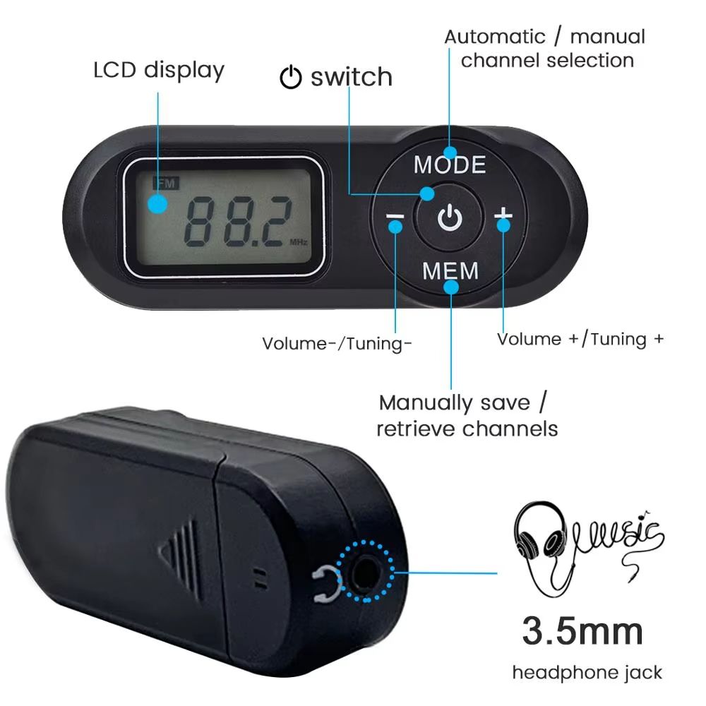 JINSERTA Portable Pocket FM Radio With LCD Display  Neck Lanyard  Mini Sports Receiver With 35mm He 4