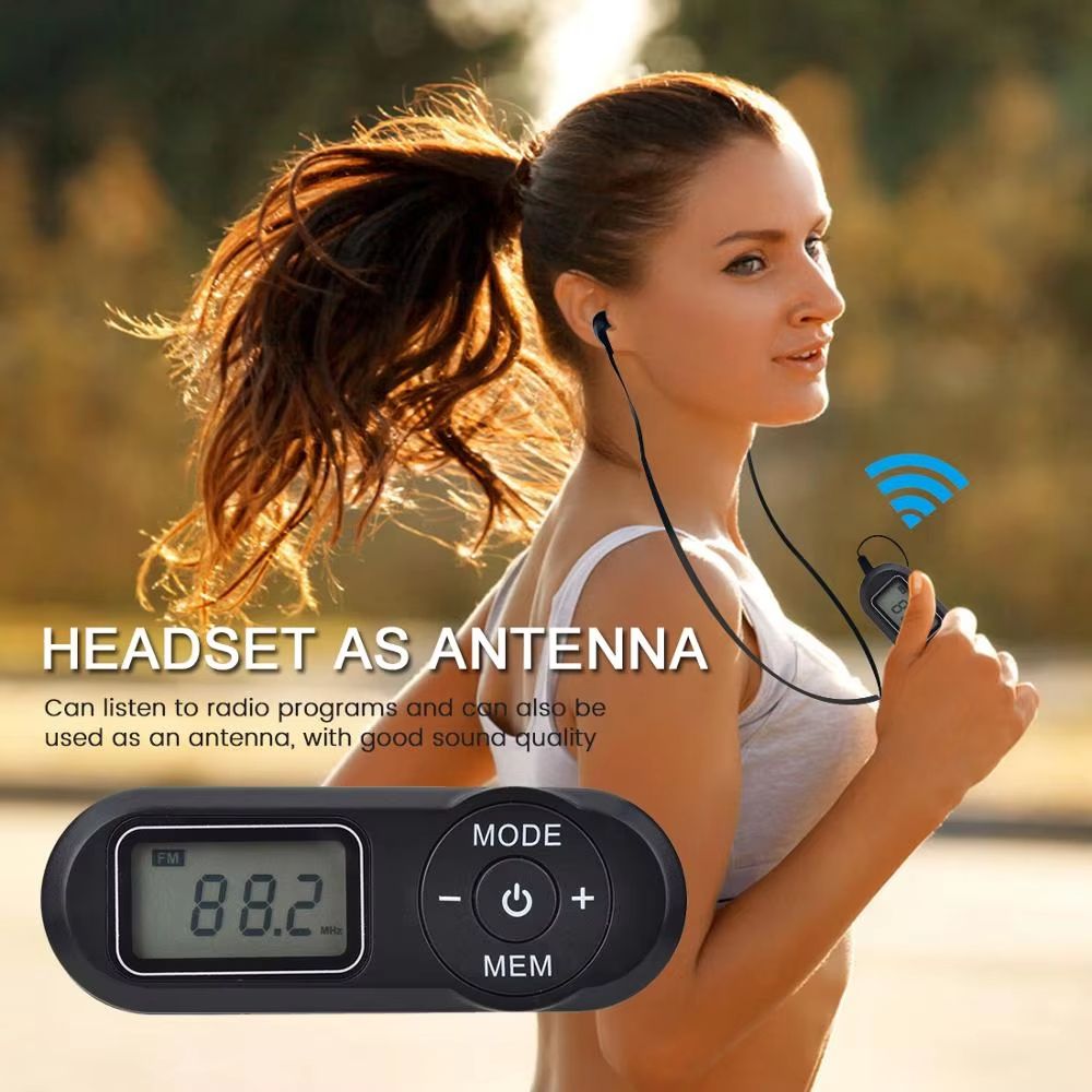 JINSERTA Portable Pocket FM Radio With LCD Display  Neck Lanyard  Mini Sports Receiver With 35mm He 5